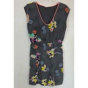 Rebecca Taylor 100% silk Floral Mini Dress with Back Cutout